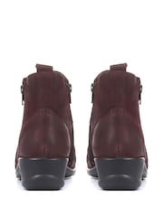 Pavers Burgundy Ladies Dual Zip Leather Ankle Boots - Image 3 of 5