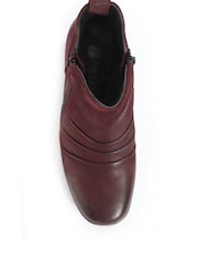 Pavers Burgundy Ladies Dual Zip Leather Ankle Boots - Image 4 of 5