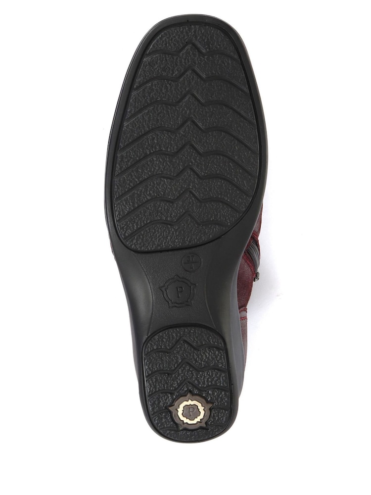 Pavers Burgundy Ladies Dual Zip Leather Ankle Boots - Image 5 of 5
