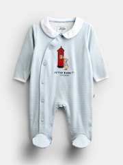 JoJo Maman Bébé Blue Peter Rabbit London Striped Footed Sleepsuit - Image 1 of 4