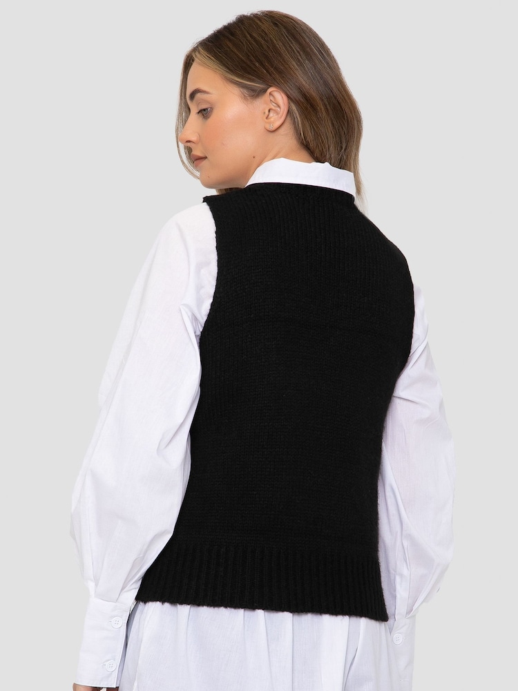 Threadbare Black Crew Neck Jumper Tank Top - Image 2 of 5