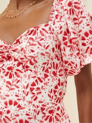 FatFace Rose Red/White Floral Tile Jumpsuit - Image 7 of 8