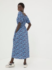 FatFace Purple Ink Floral Midi Dress - Image 2 of 6