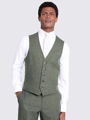 MOSS Green Tailored Fit Puppytooth Performance Waistcoat - Image 1 of 3