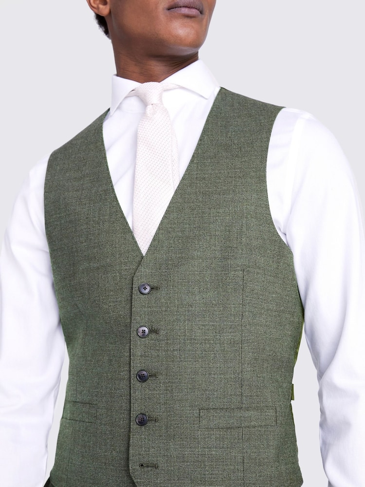 MOSS Green Tailored Fit Puppytooth Performance Waistcoat - Image 3 of 3