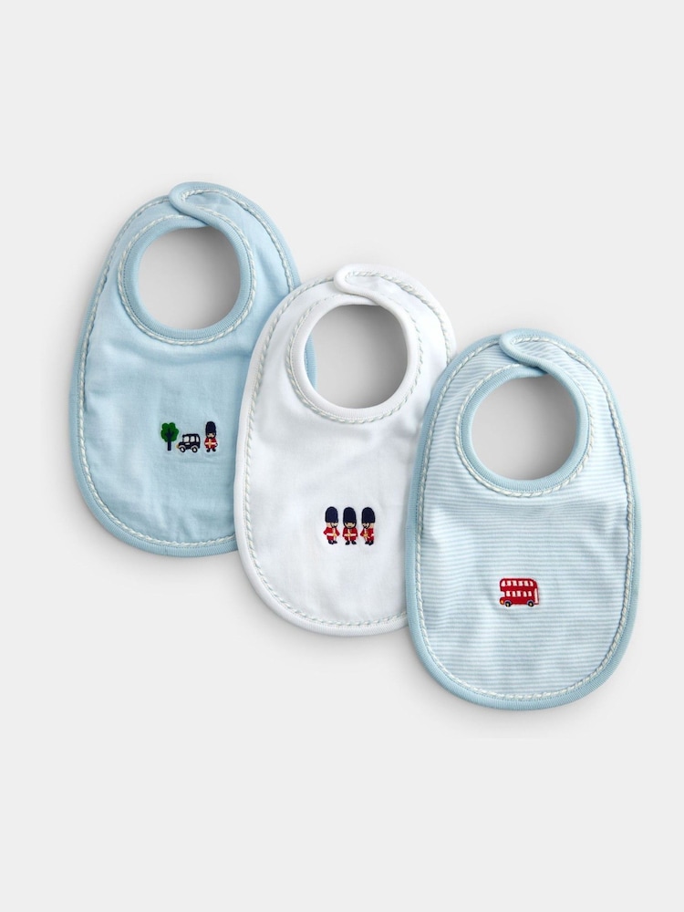 Jojo Maman Bébé Blue 3Pack London Bibs - Image 1 of 10