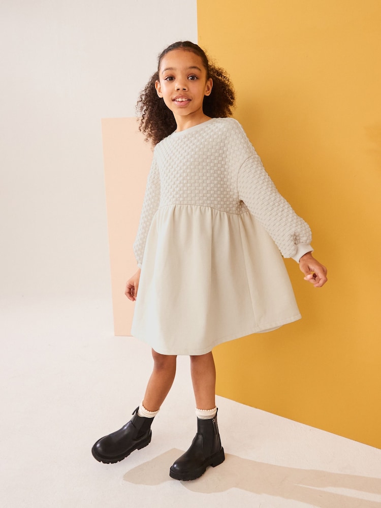 Cream Textured Jumper Dress (3-16yrs) - Image 2 of 7