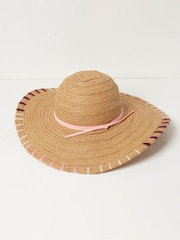 FatFace Natural Stitch Detail Straw Sun Hat - Image 1 of 2