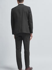 Black Tailored Fit Wool Mix Textured Suit: Jacket - Image 2 of 8