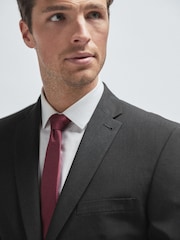 Black Tailored Fit Wool Mix Textured Suit: Jacket - Image 4 of 8