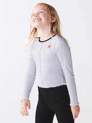 siva - River Island Dekleta 100% bombaž Rib Lettuce Hem Top - Slika 1 iz 6