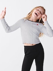 siva - River Island Dekleta 100% bombaž Rib Lettuce Hem Top - Slika 2 iz 6