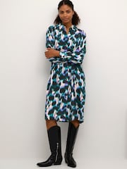Kaffe Natural Amilia Knee Length Printed Shirt Dress - Image 1 of 6