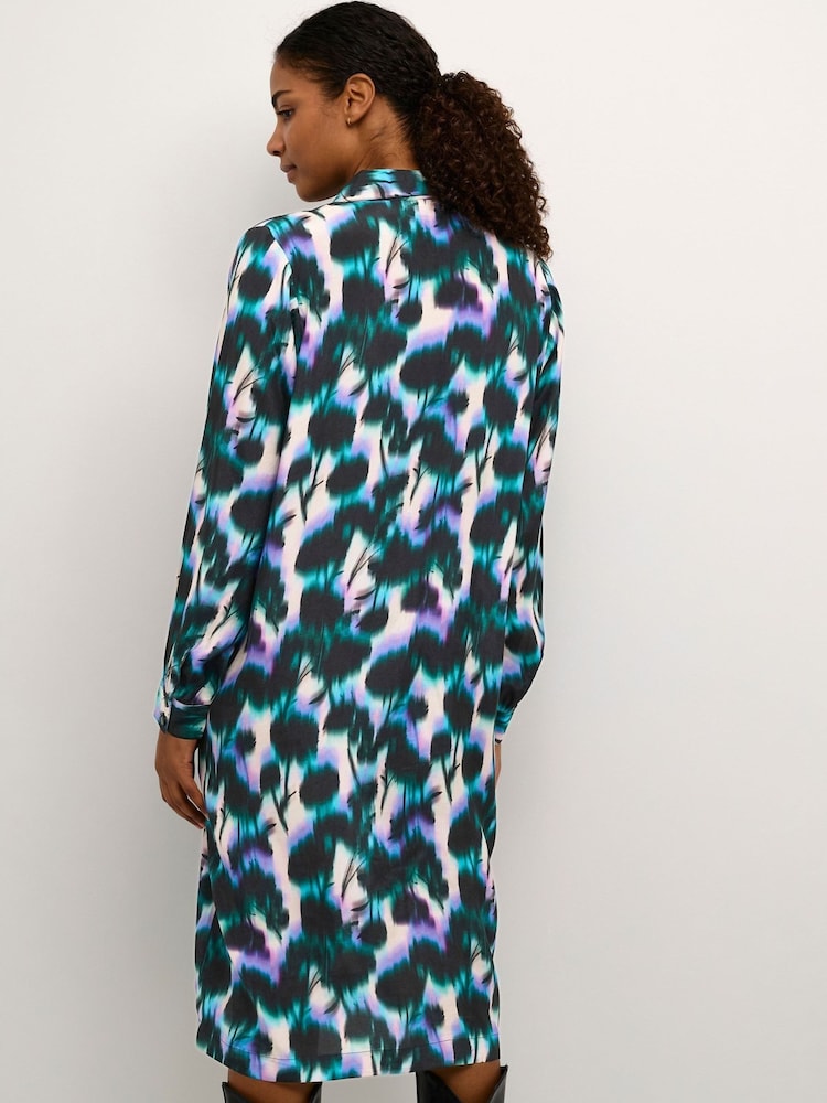 Kaffe Natural Amilia Knee Length Printed Shirt Dress - Image 2 of 6