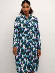 Kaffe Natural Amilia Knee Length Printed Shirt Dress - Image 3 of 6