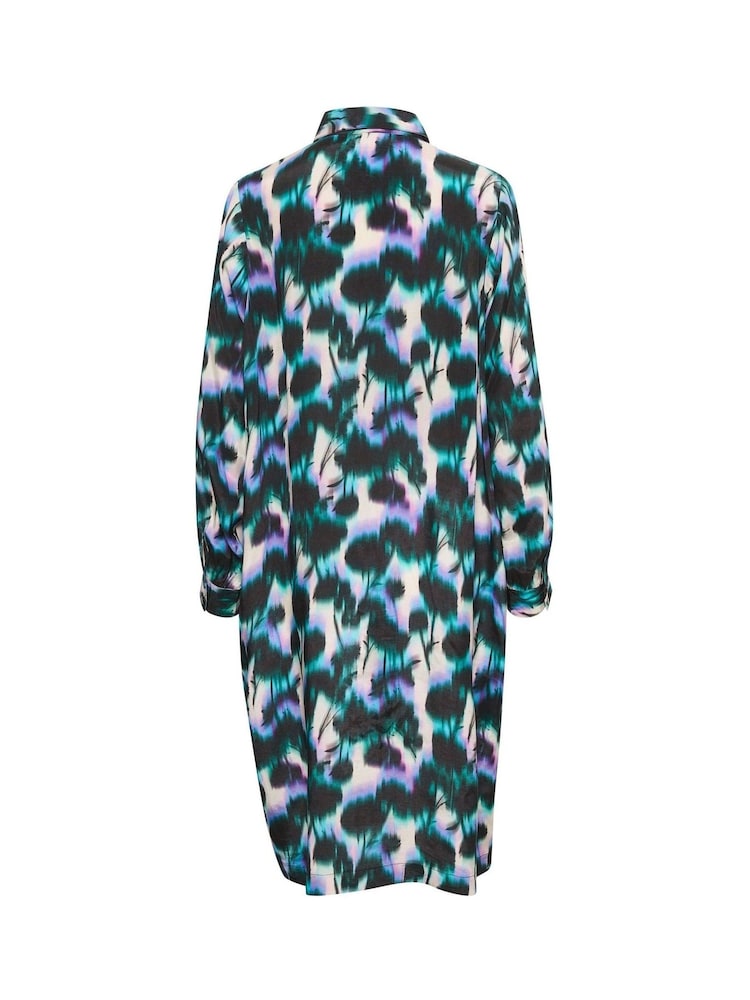Kaffe Natural Amilia Knee Length Printed Shirt Dress - Image 6 of 6