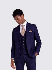 MOSS Blue Slim Check Suit: Jacket - Image 1 of 7