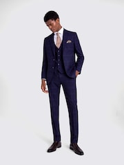 MOSS Blue Slim Check Suit: Jacket - Image 3 of 7