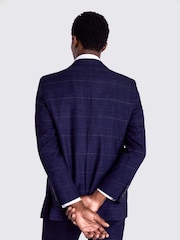 MOSS Blue Slim Check Suit: Jacket - Image 4 of 7