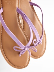 Violet lilas - Tongs en cuir détail nœud Forever Comfort® - Image 7 of 8