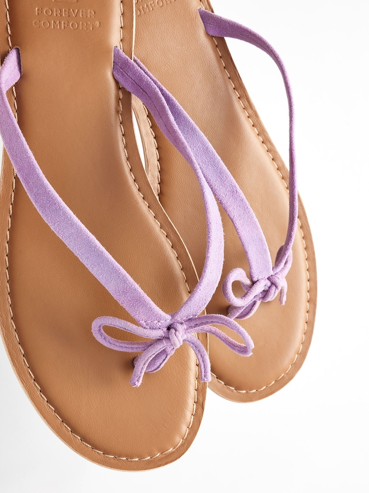 Violet lilas - Tongs en cuir détail nœud Forever Comfort® - Image 7 of 8