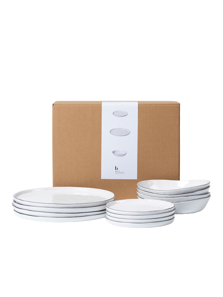 Broste Copenhagen 12 Piece White Salt Dinnerware Set - Image 1 of 4
