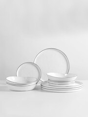 Broste Copenhagen 12 Piece White Salt Dinnerware Set - Image 4 of 4