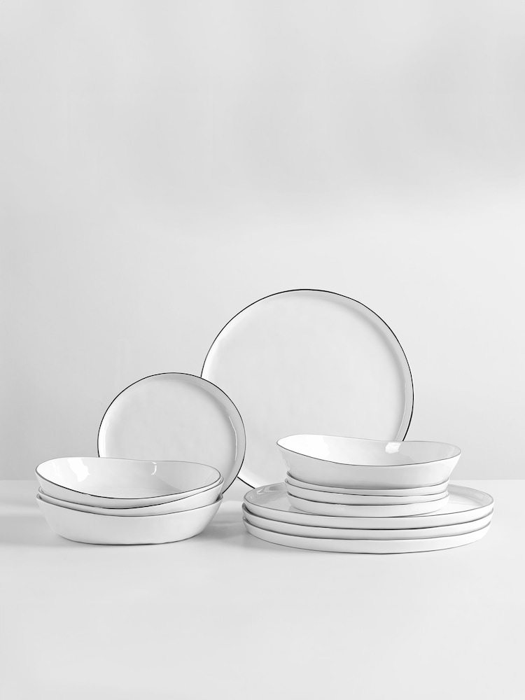 Broste Copenhagen 12 Piece White Salt Dinnerware Set - Image 4 of 4