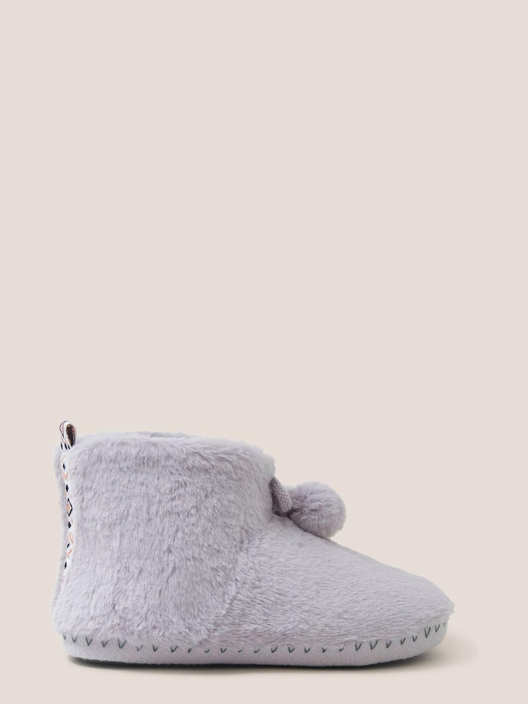 White Stuff Grey Faux Fur Bootie Slippers - Image 1 of 4 White Stuff Grey Faux Fur Bootie Slippers - Image 1 of 4