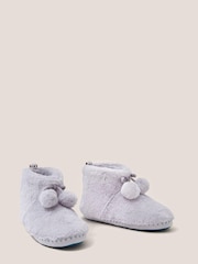 White Stuff Grey Faux Fur Bootie Slippers - Image 2 of 4