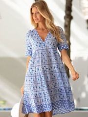 Aspiga Blue Santorini 100% Cotton Dress - Image 1 of 3