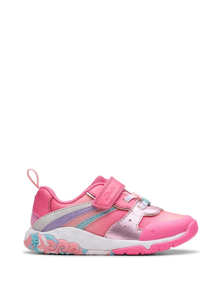 Clarks Pink Standard Fit (F) Comb Tidal Star Trainers - Image 1 of 8