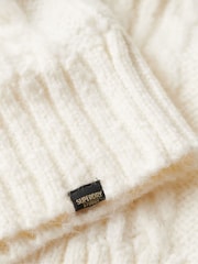 Superdry White 100% Cotton Cable Mock Neck Jumper Dress - Image 5 of 5