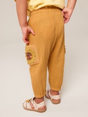 Ochre Yellow Crochet Pocket Trousers (3mths-7yrs) - Image 3 of 7