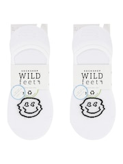 Wild Feet White No Show Funny Faces Socks 6 Pack - Image 2 of 4