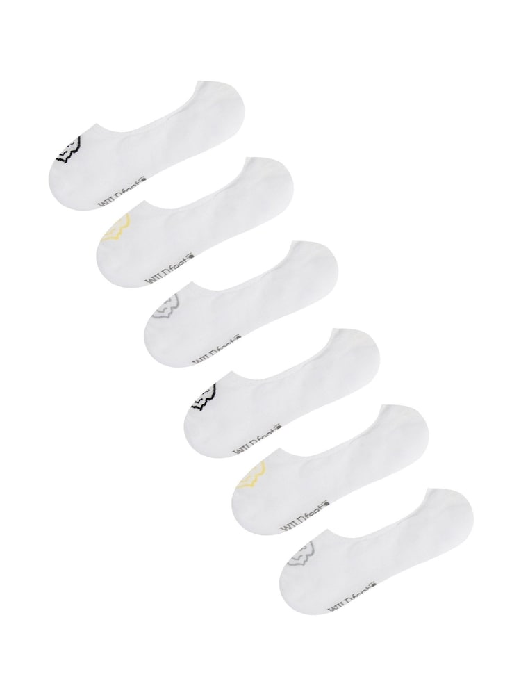 Wild Feet White No Show Funny Faces Socks 6 Pack - Image 4 of 4