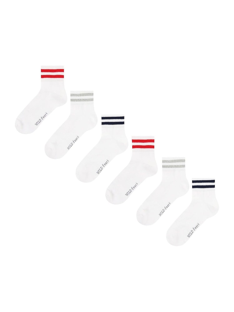 Wild Feet White Cushioned Sports With Arch Support Ankle Socks 6 Pack - Image 1 of 5