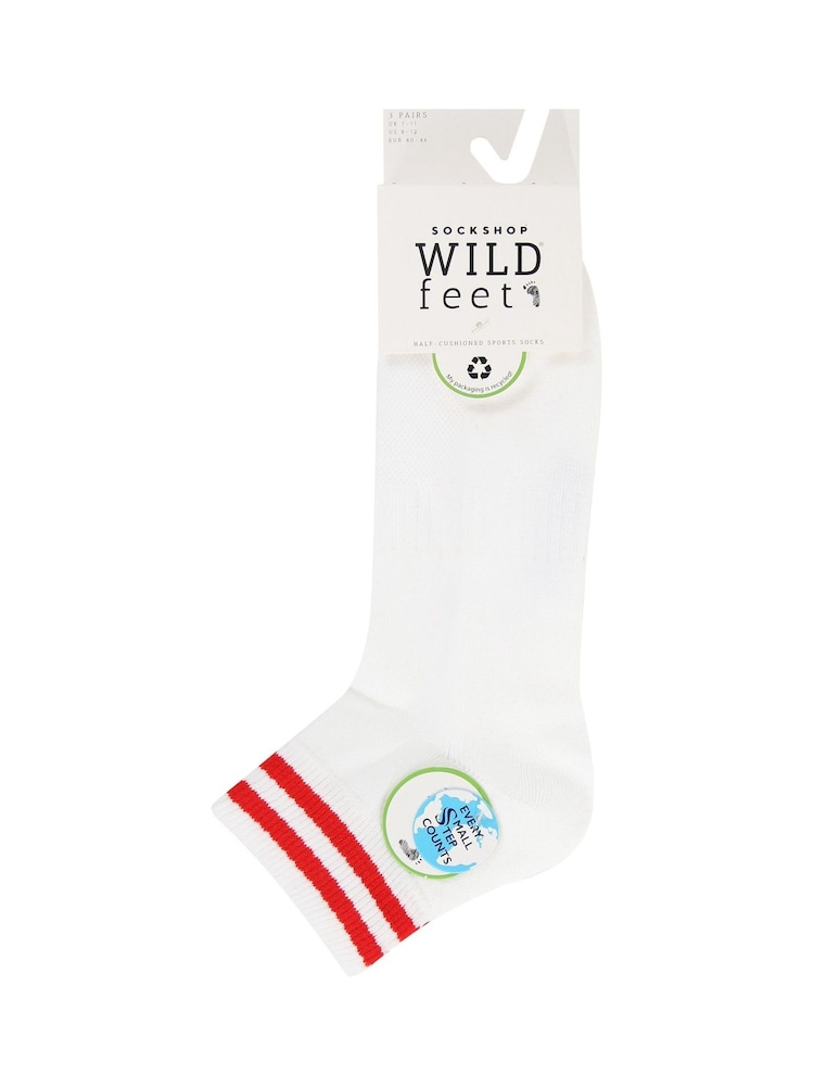Wild Feet White Cushioned Sports With Arch Support Ankle Socks 6 Pack - Image 5 of 5