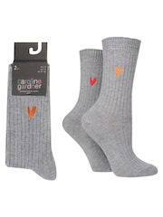 Caroline Gardner Grey Bamboo Supersoft Leisure Socks 2 Pack - Image 1 of 5