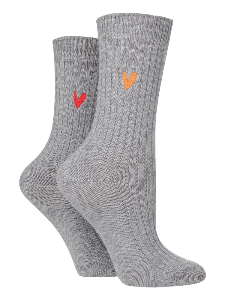 Caroline Gardner Grey Bamboo Supersoft Leisure Socks 2 Pack - Image 2 of 5