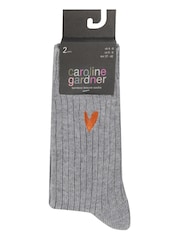 Caroline Gardner Grey Bamboo Supersoft Leisure Socks 2 Pack - Image 5 of 5