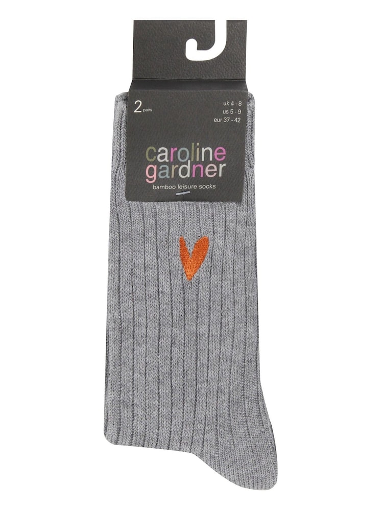 Caroline Gardner Grey Bamboo Supersoft Leisure Socks 2 Pack - Image 5 of 5