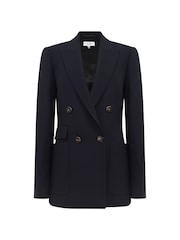 Reiss Navy Larsson Double Breasted Twill Blazer - Image 2 of 6