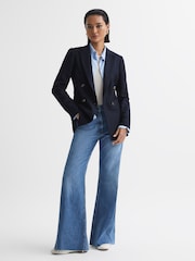 Reiss Navy Larsson Double Breasted Twill Blazer - Image 3 of 6