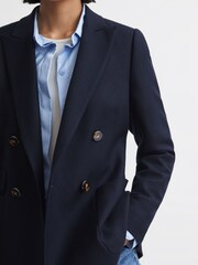 Reiss Navy Larsson Double Breasted Twill Blazer - Image 4 of 6