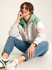 Joules Milbourne Grey, Pink & White Embroidered Hoodie - Image 5 of 8