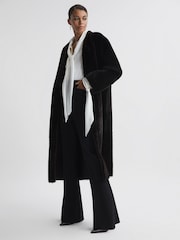 Reiss Chocolate Orla Reversible Leather Shearling Jacket - Image 1 of 9