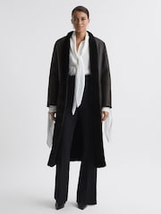 Reiss Chocolate Orla Reversible Leather Shearling Jacket - Image 4 of 9