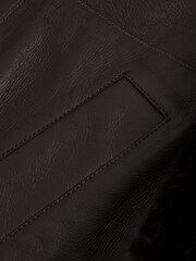 Reiss Chocolate Orla Reversible Leather Shearling Jacket - Image 9 of 9