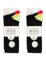 Wild Feet Black Wild Sole Bamboo Crew Black Socks 6 Pack - Image 2 of 4